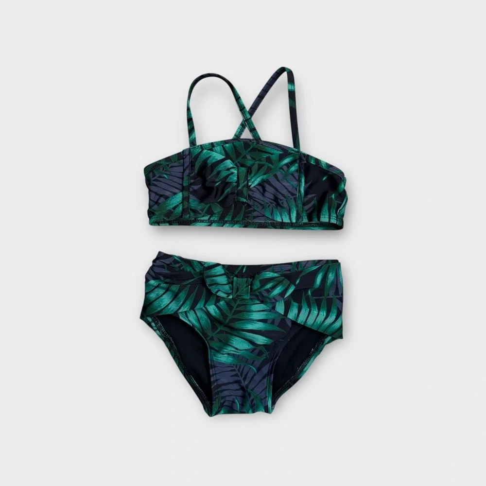 Genuine Kids Palm Tree Leaf Green 2 Piece Swimsuit